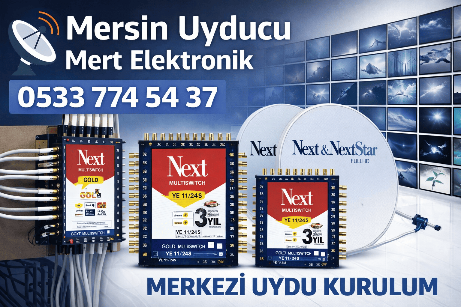 Merkezi uydu ve teknik ekip